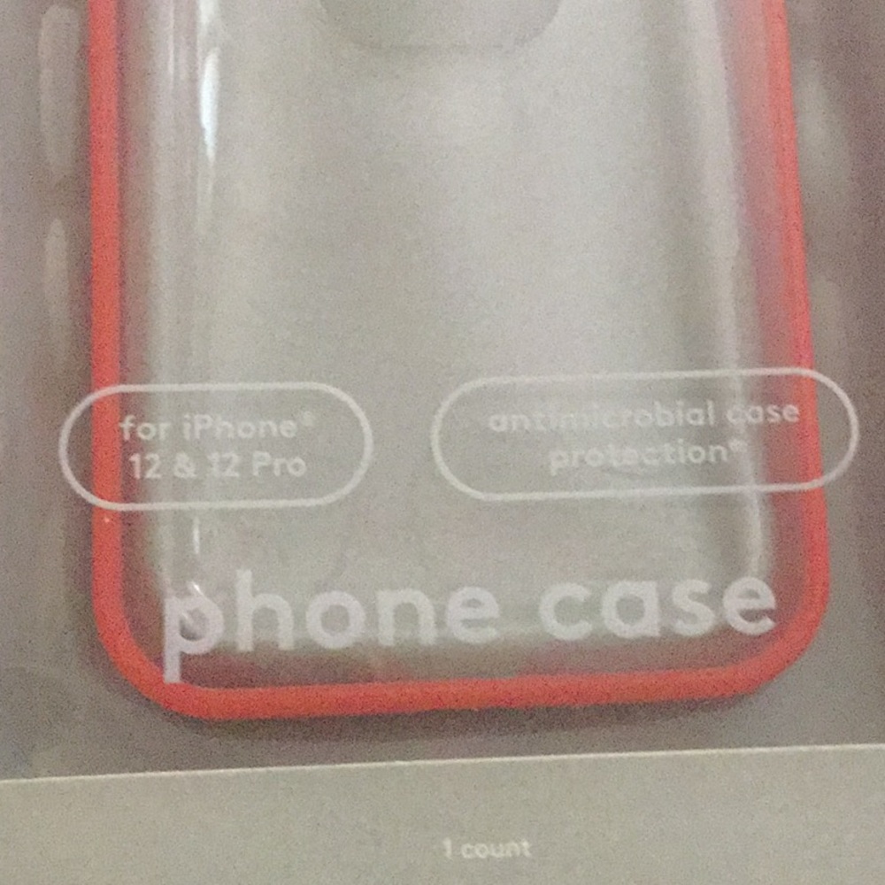 Clear iPhone case 12 & 12 pro orange rubber trim